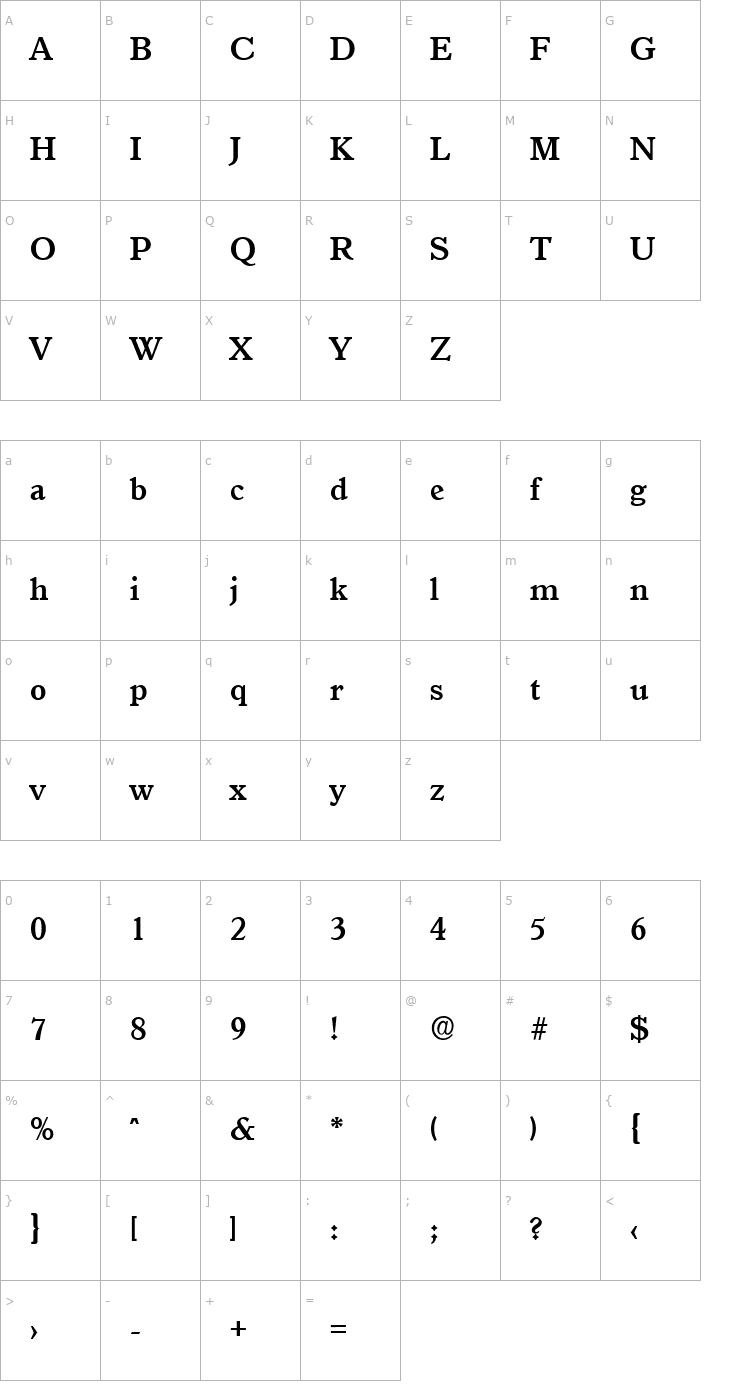 Character Map ColinBecker Bold Font