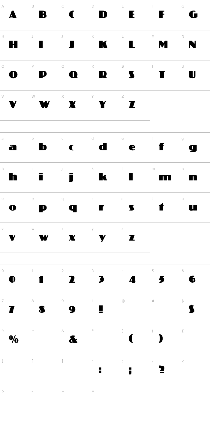 Character Map Coliseo-Normal Font