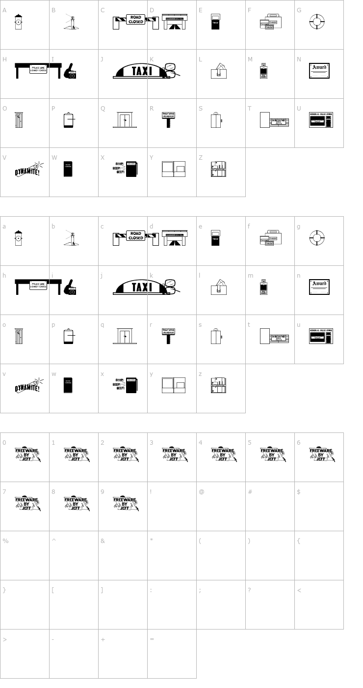 Character Map Collected Dings JL Font