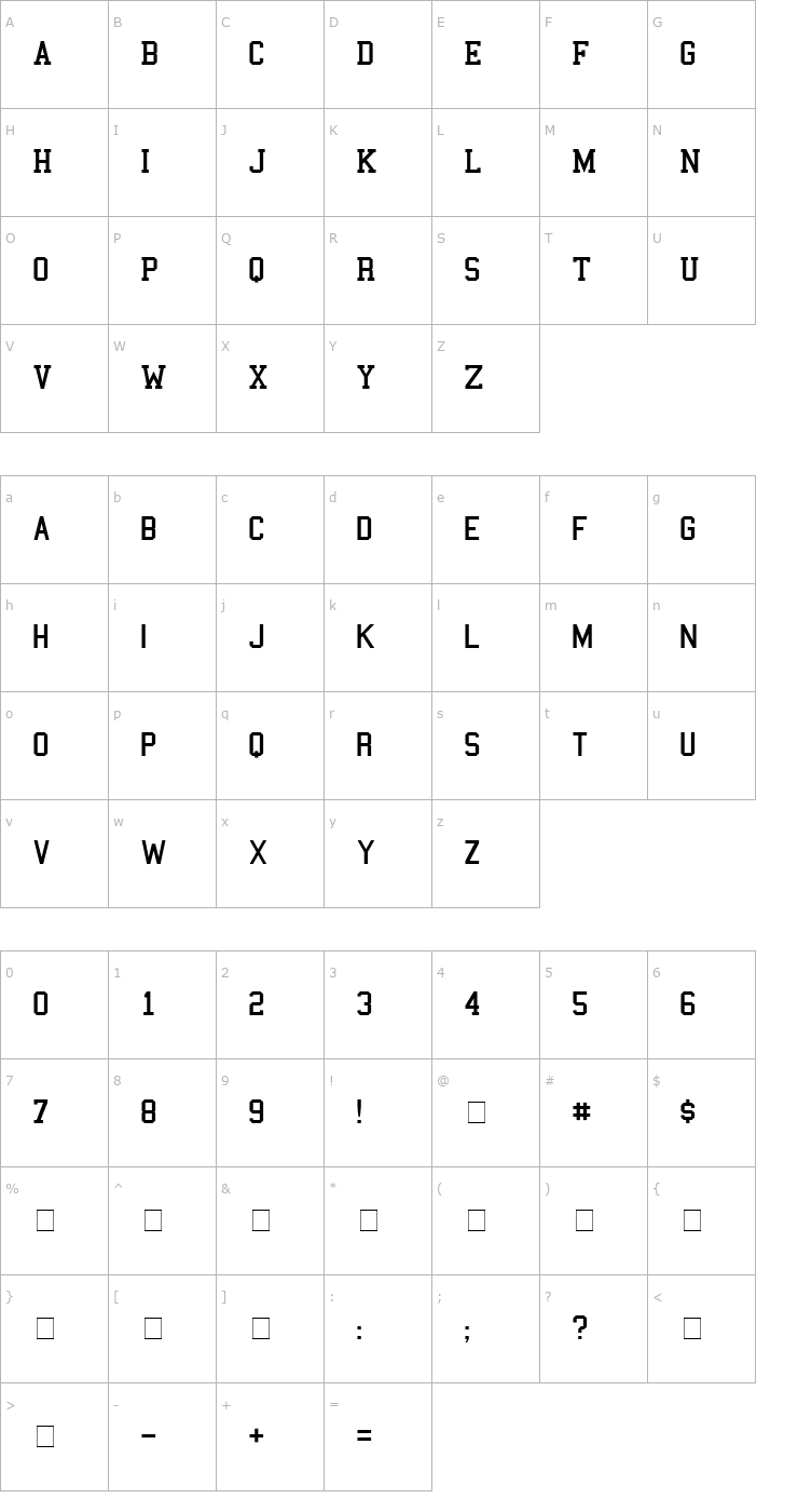 Character Map College Font