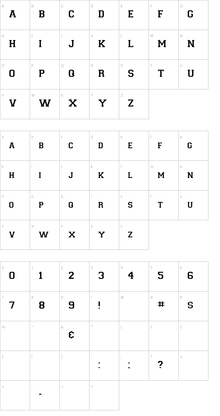 Character Map Collegiate-Insi Font
