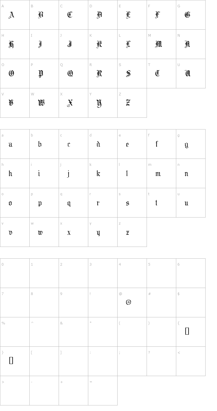 Character Map Collins OE Demo Font