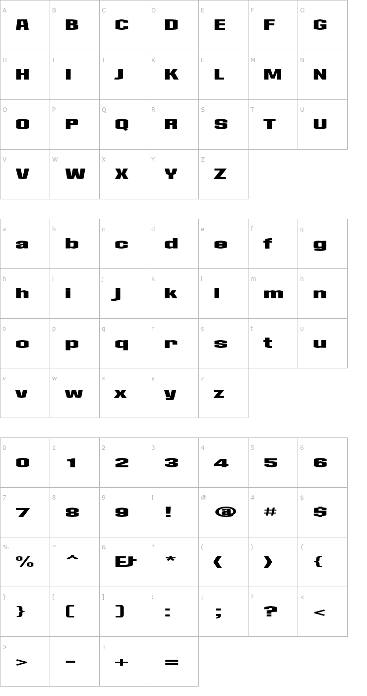 Character Map CollosExtended Font