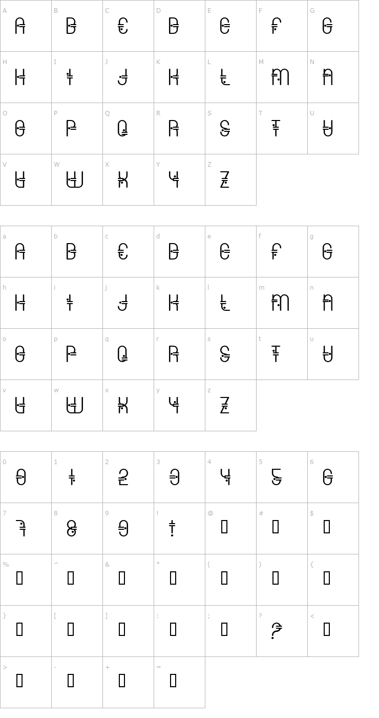 Character Map ColonialViper Font
