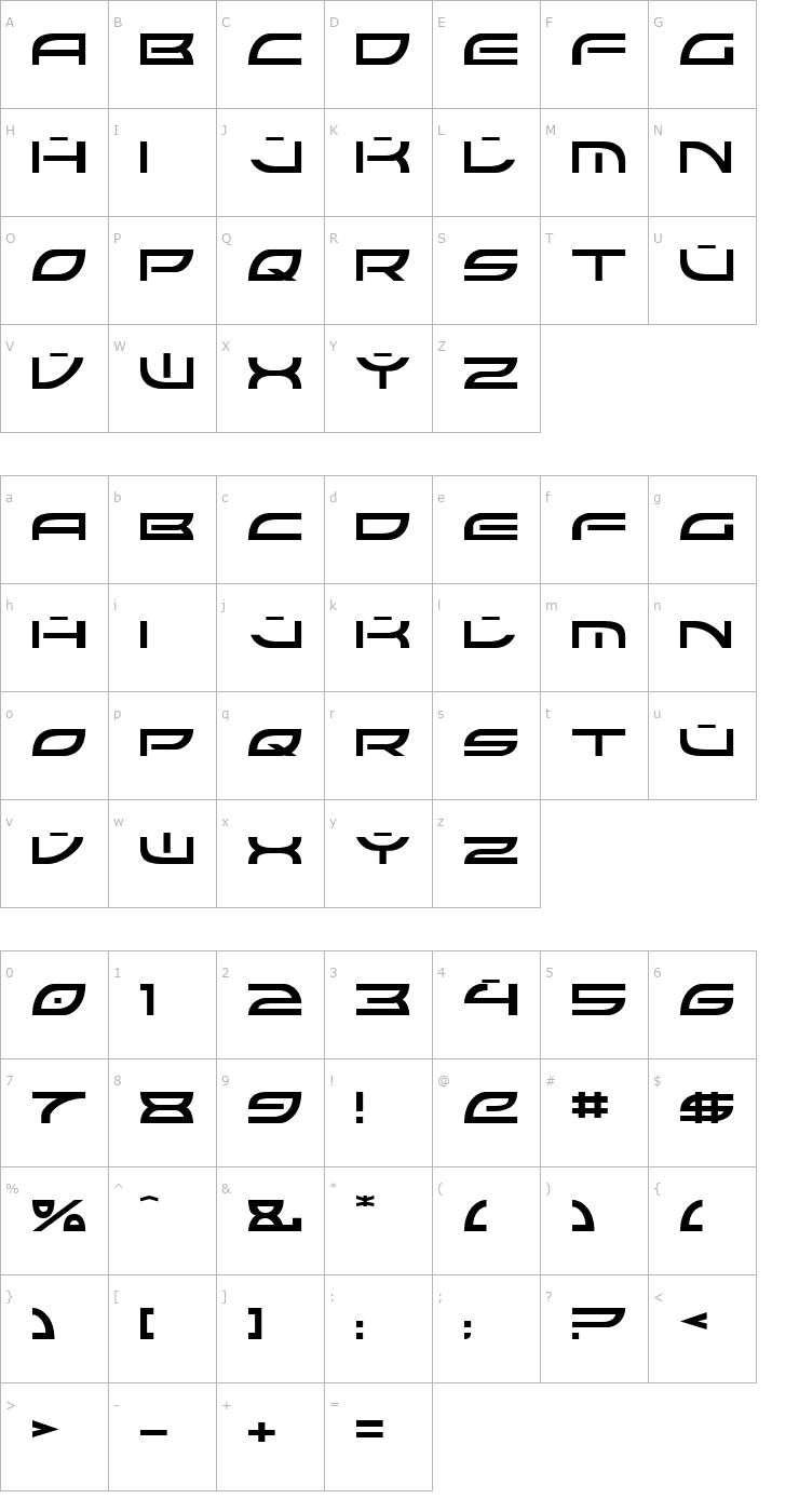 Character Map Colony Wars Normal Font