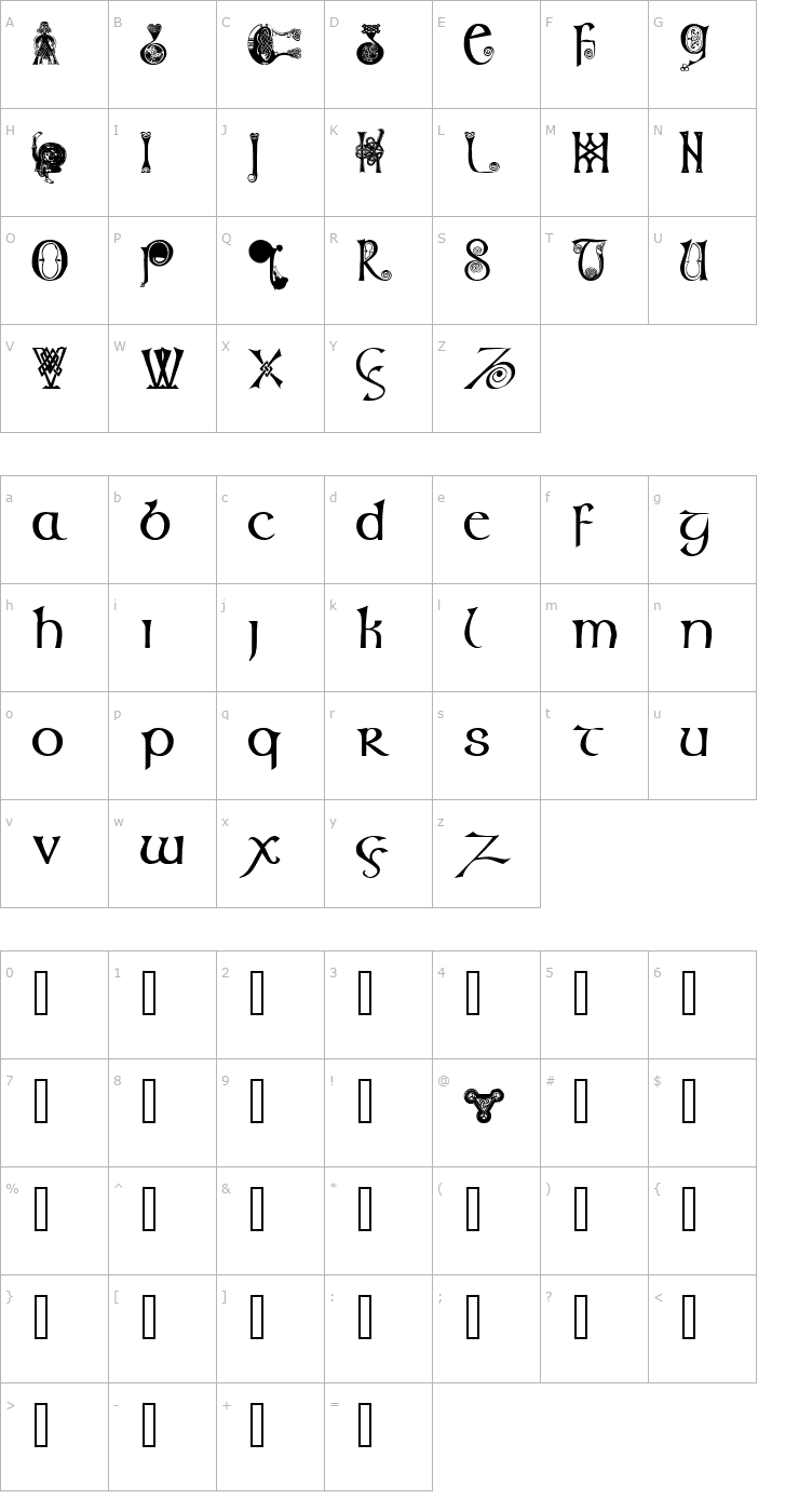 Character Map Columba Font