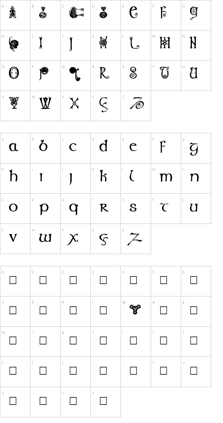 Character Map Columba Regular Font