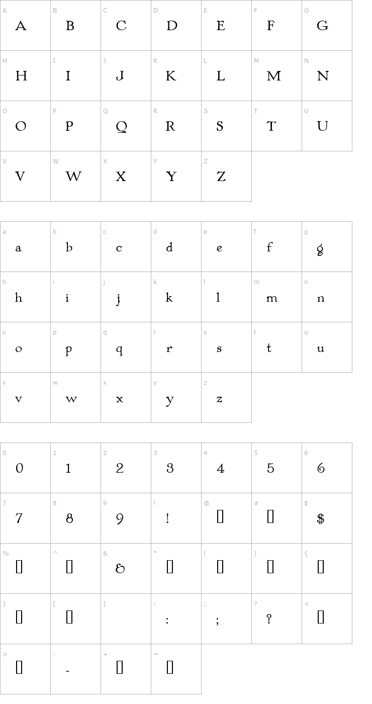 Character Map Colwell HPLHS Font