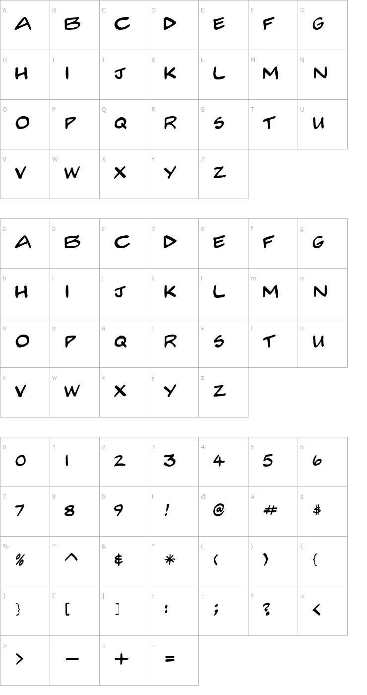 Character Map Comcre Font