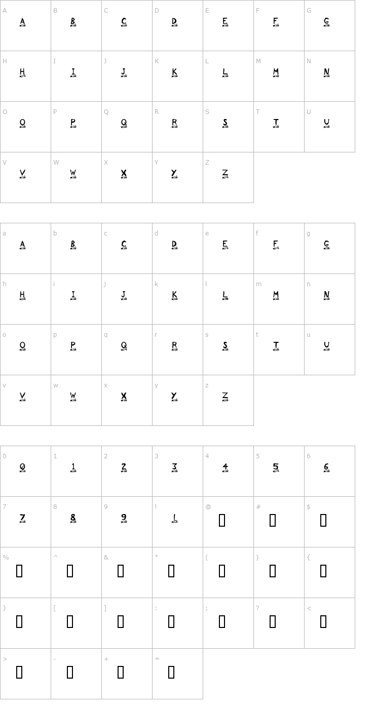 Character Map Comet Font