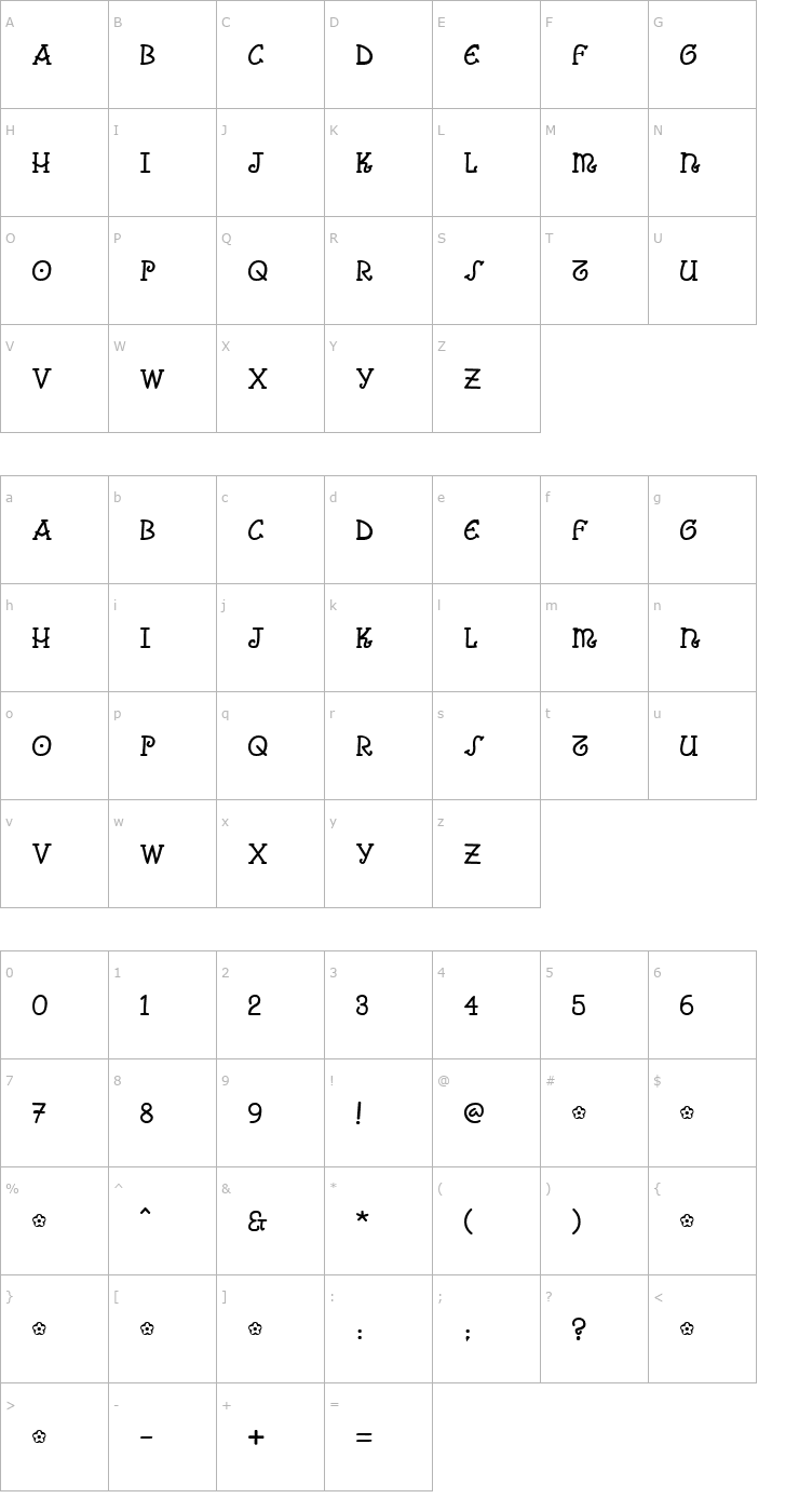 Character Map Comic Arousa Font