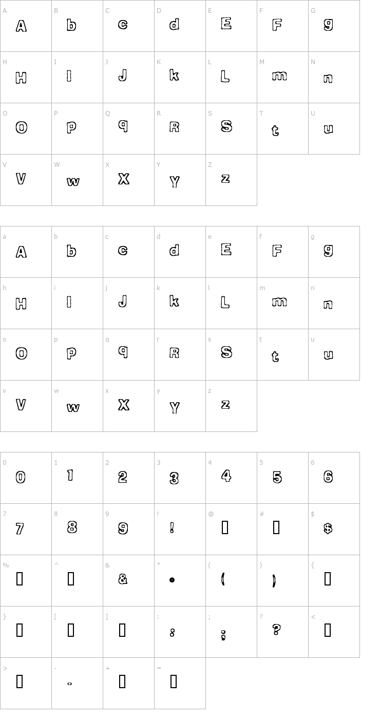 Character Map Comicate Font