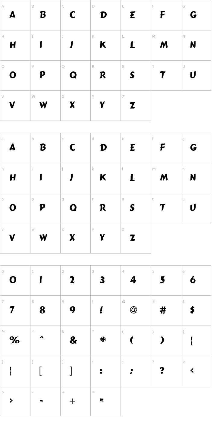 Character Map ComicTypeHeavy-Regular Font