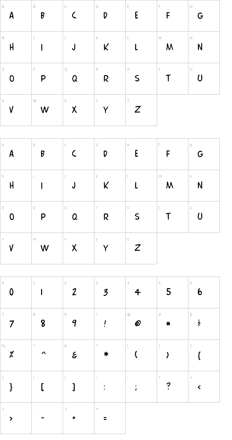 Character Map Comix Regular Caps Font