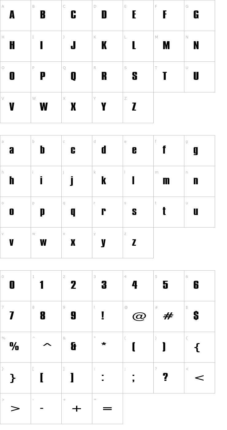 Character Map Commador Extended Normal Font