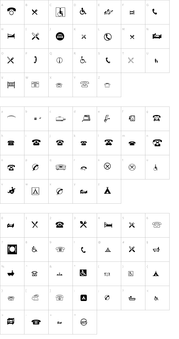 Character Map Communication 1 ATT Font