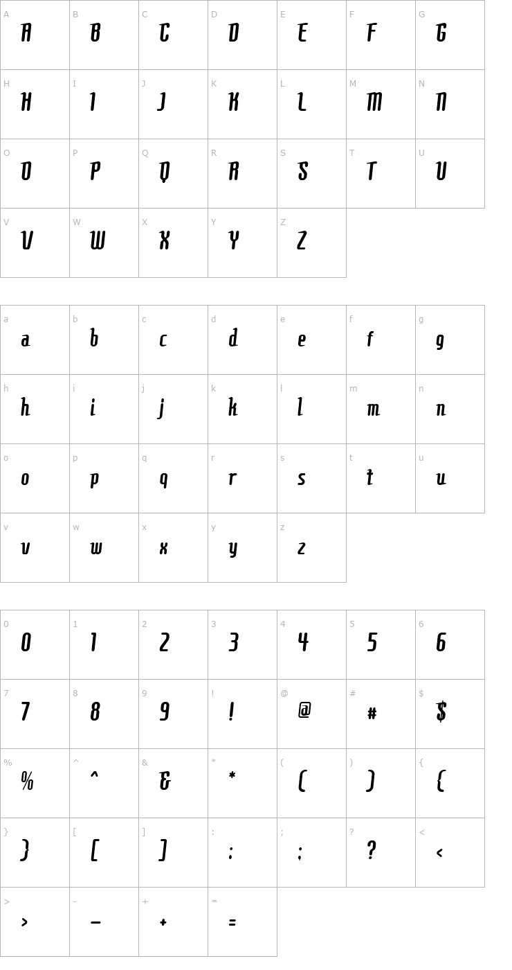 Character Map Comons Font