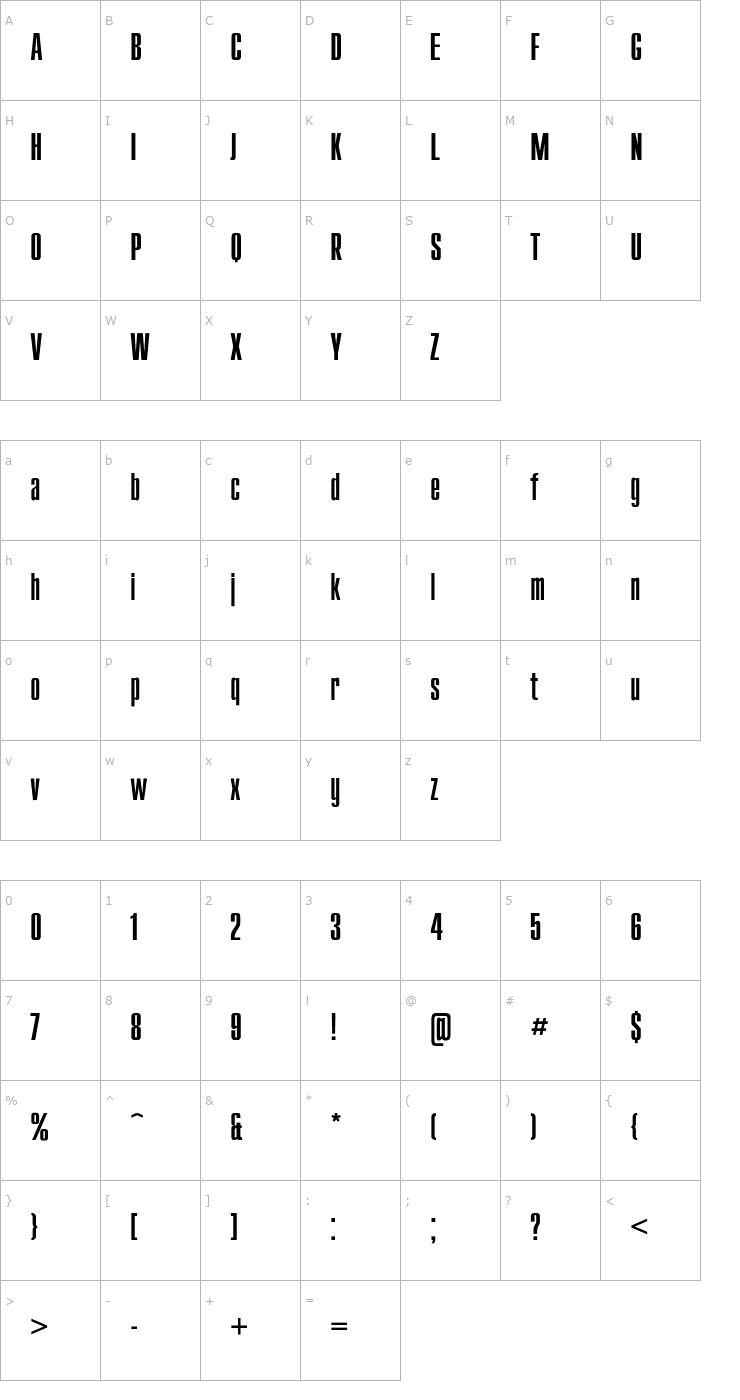 Character Map Compact Font