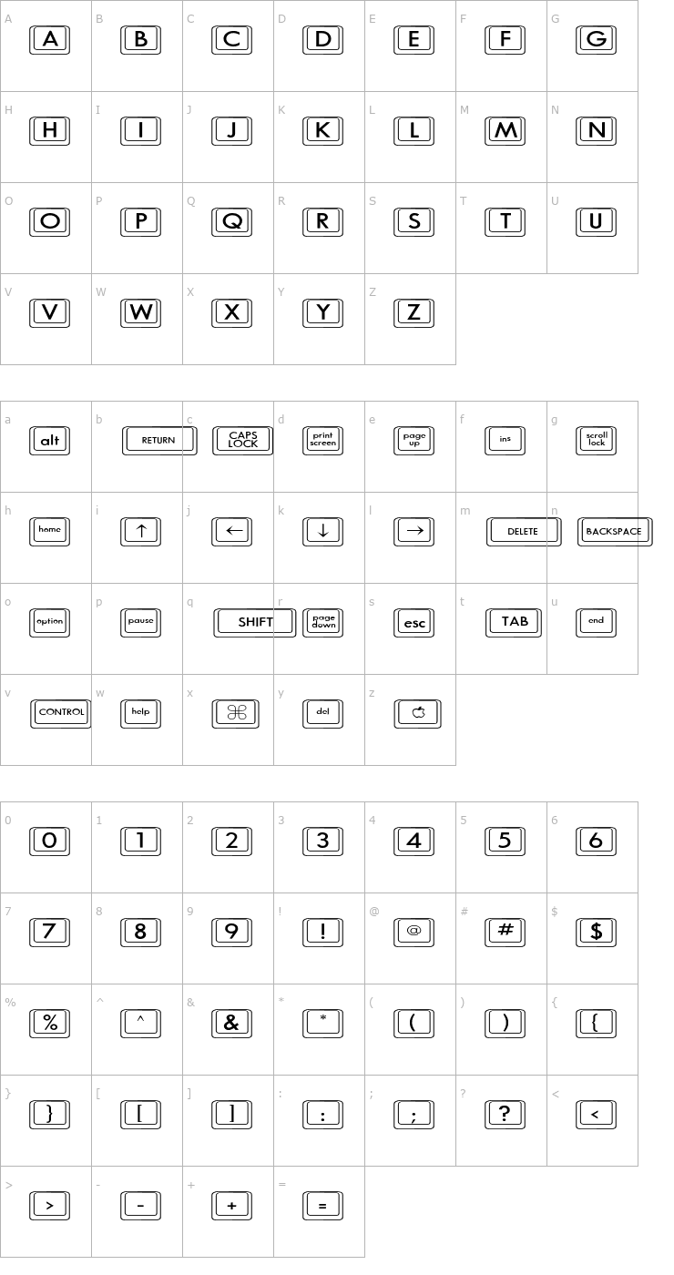Character Map Compkey2 Wide Font