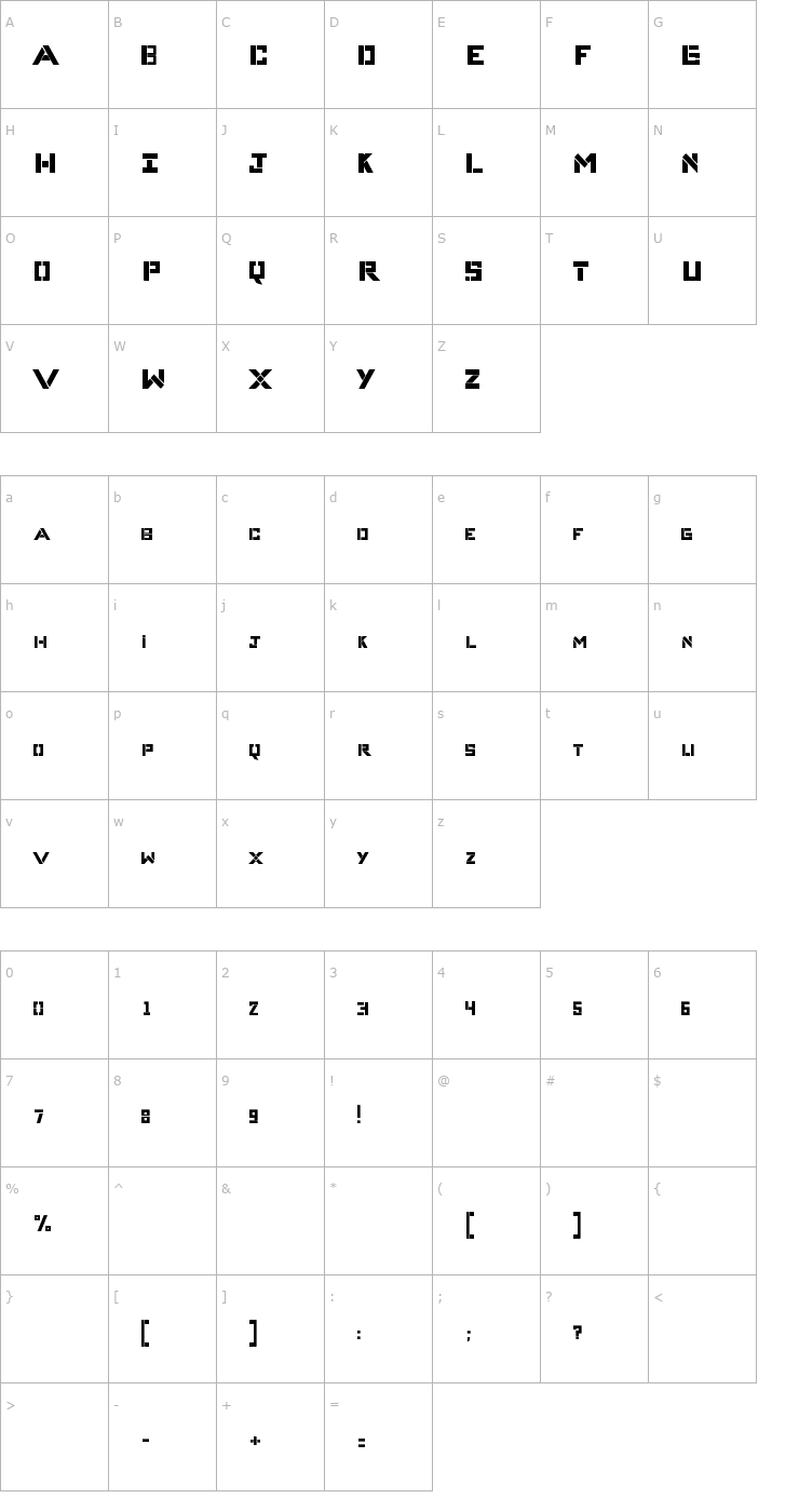 Character Map Complices 007 Font