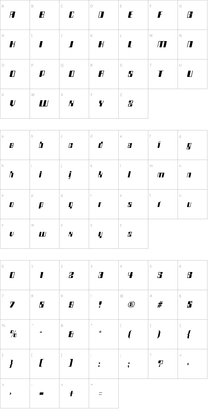 Character Map Compstyle Italic Font
