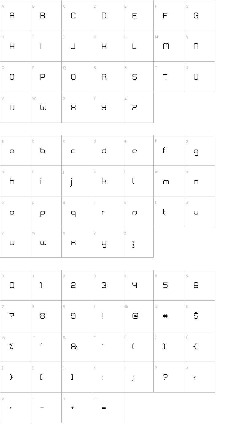 Character Map ComsatStealth Font