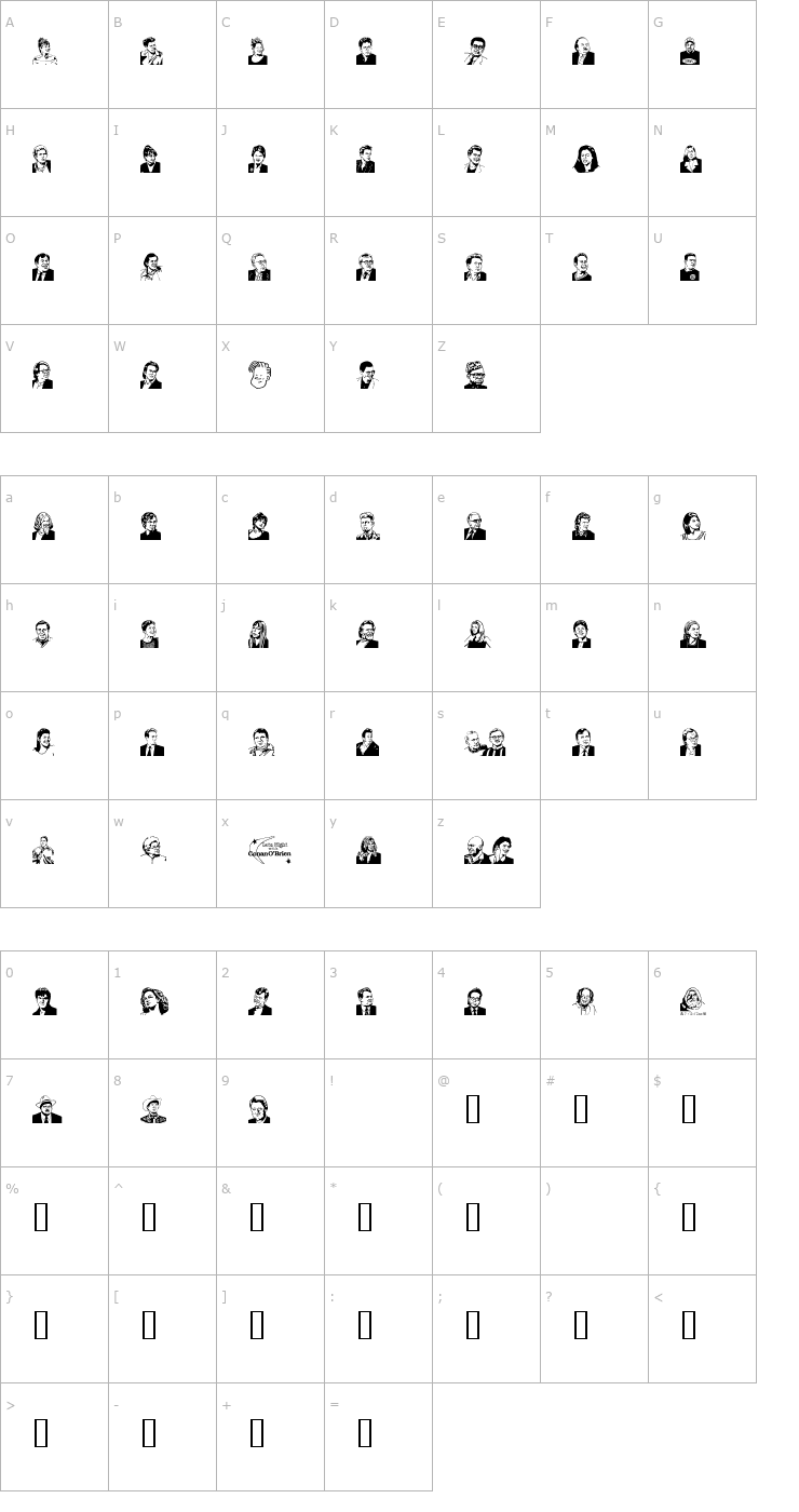 Character Map Conan Font