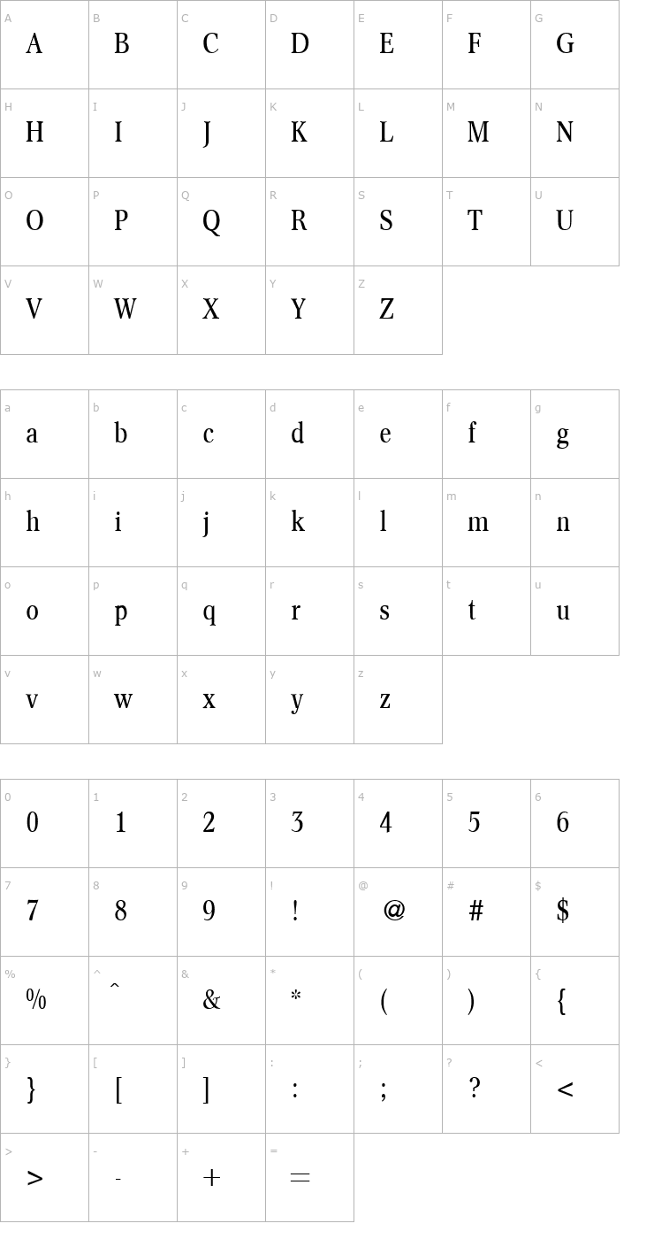 Character Map ConceptNova-Regular Font