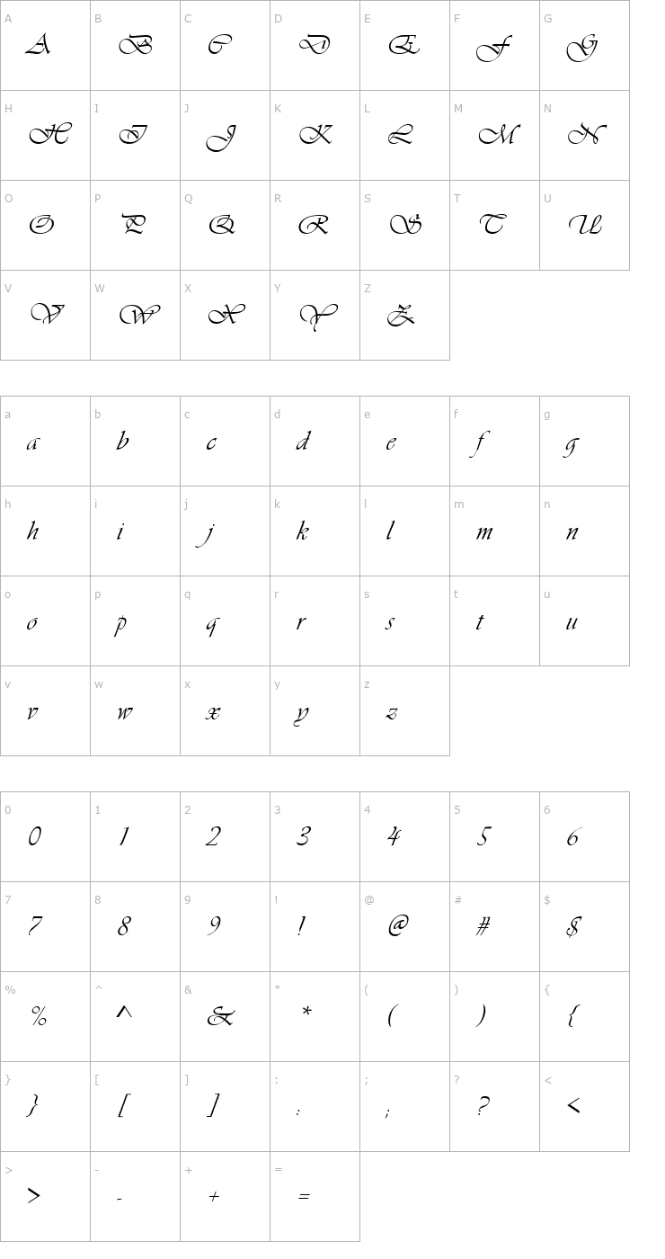 Character Map Concerto Font