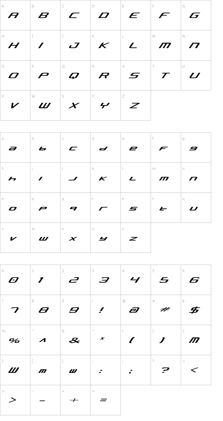 Character Map Concielian Alpha Font