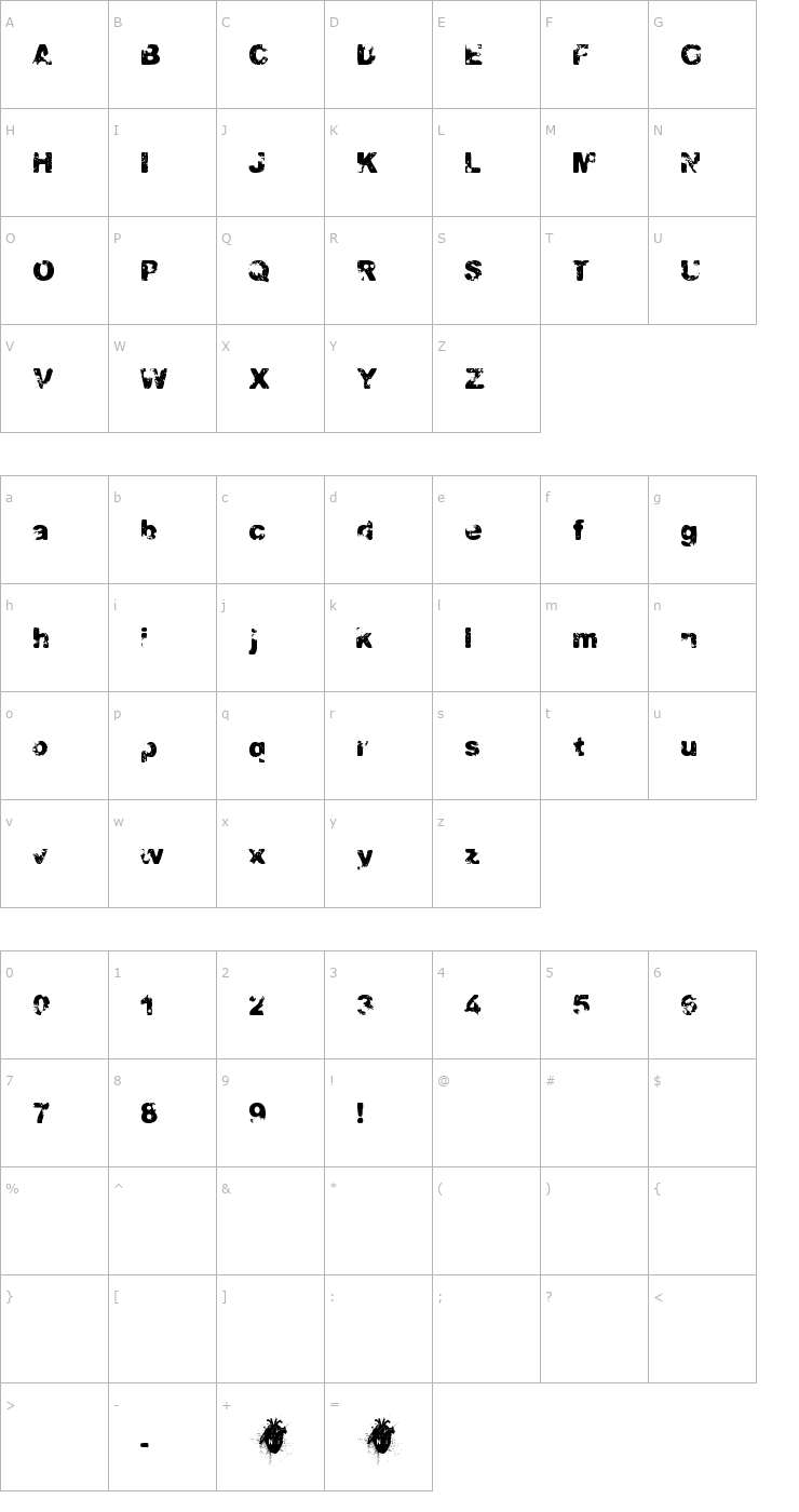 Character Map Condemnation Font