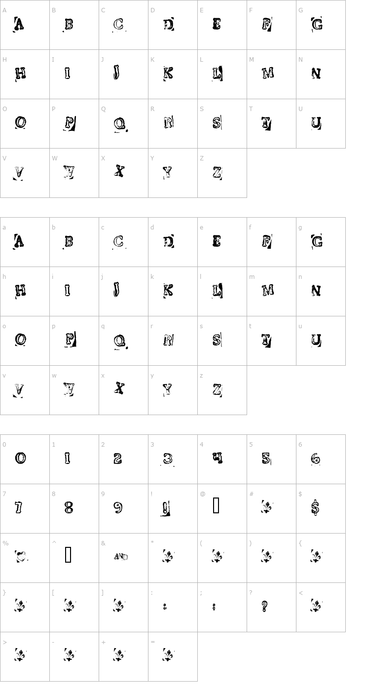 Character Map Confetti Font