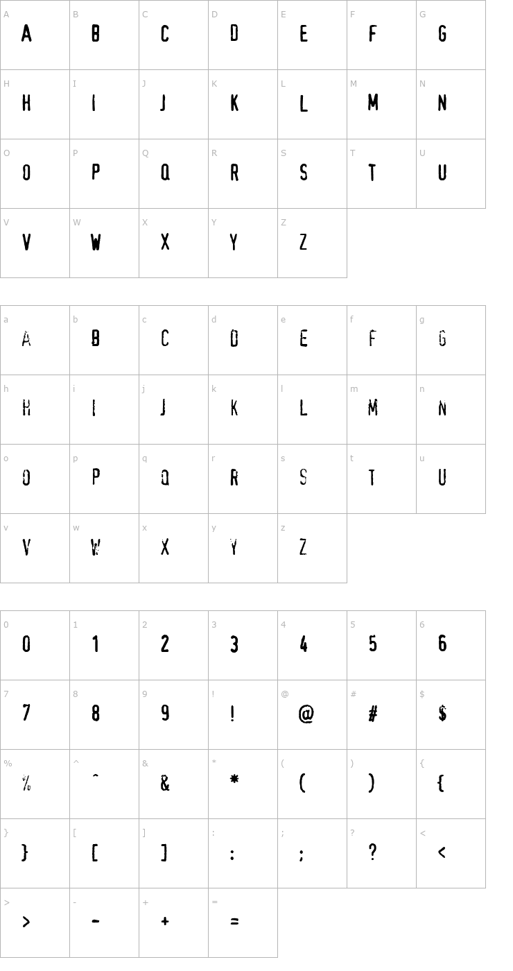 Character Map Confidential Font