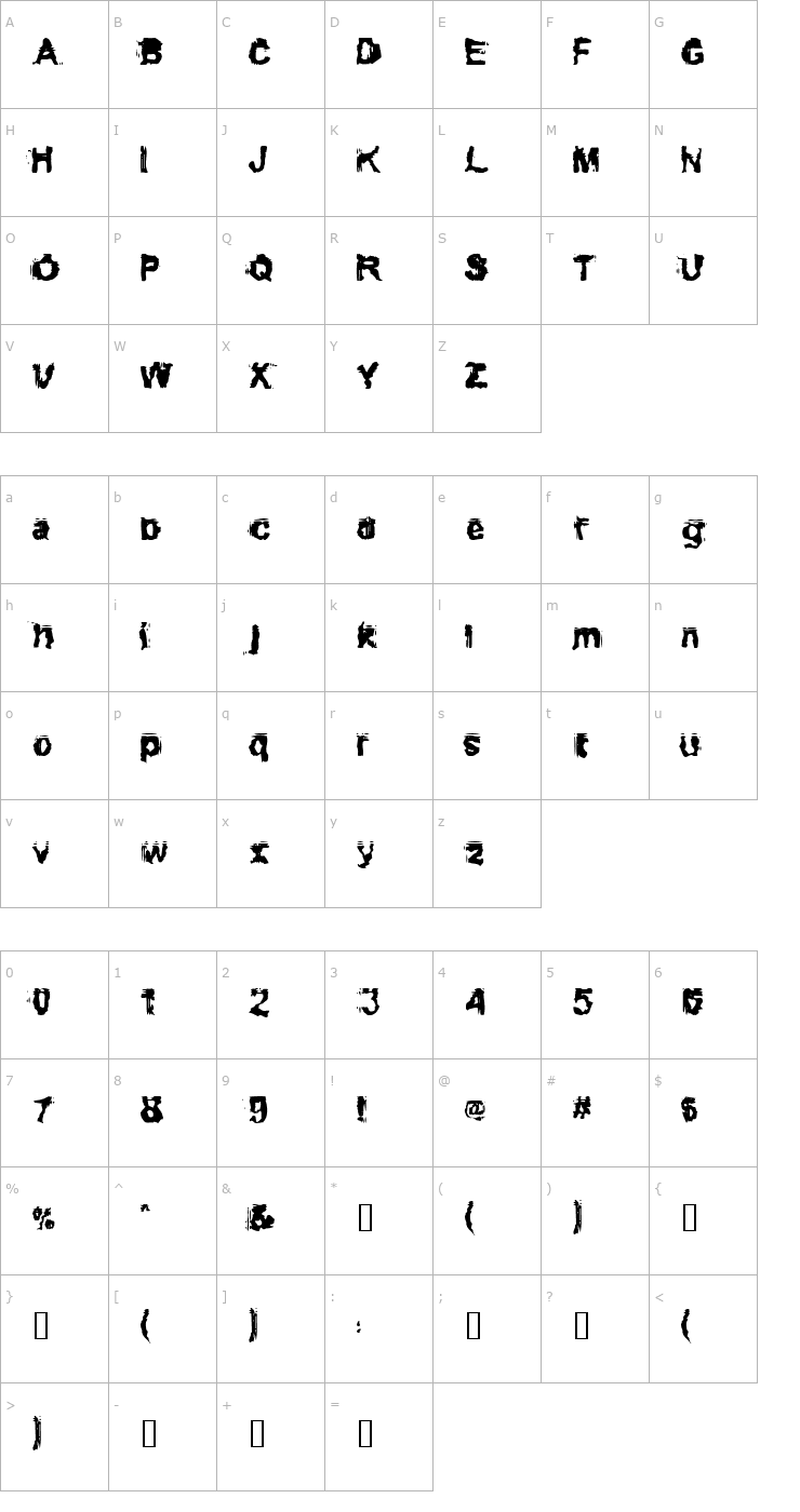 Character Map Conformyst Font