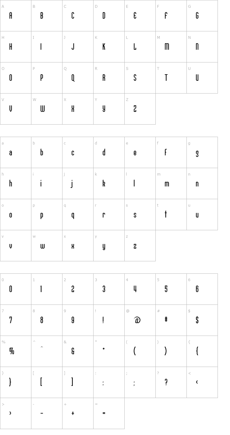 Character Map Conques-Demi Font