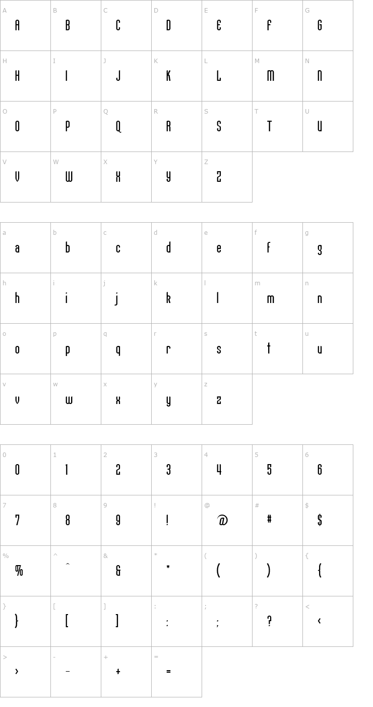 Character Map ConquesDemi Font