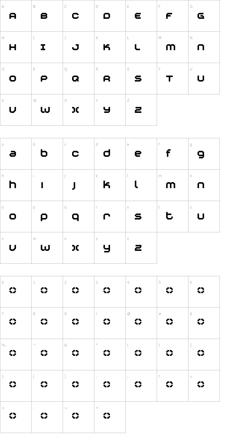 Character Map Construktiv Font