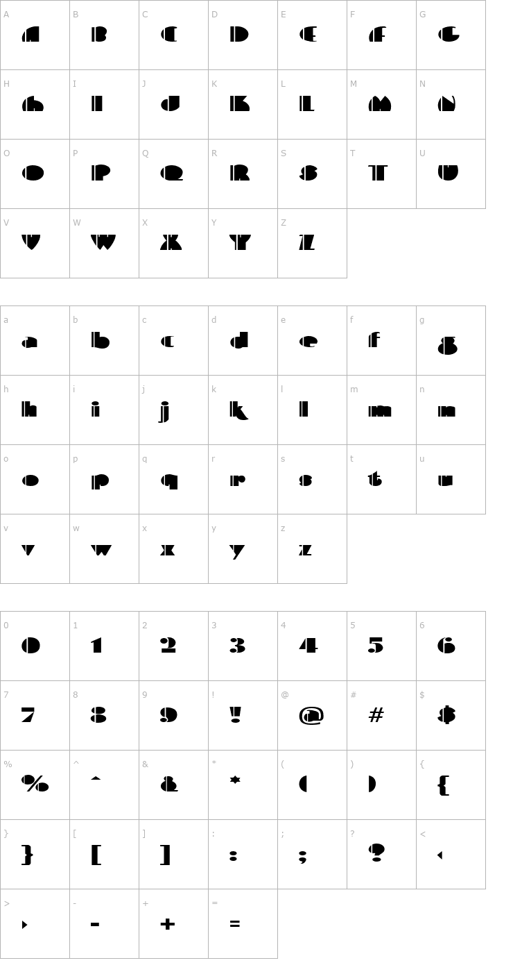 Character Map Contemporary Bold Font