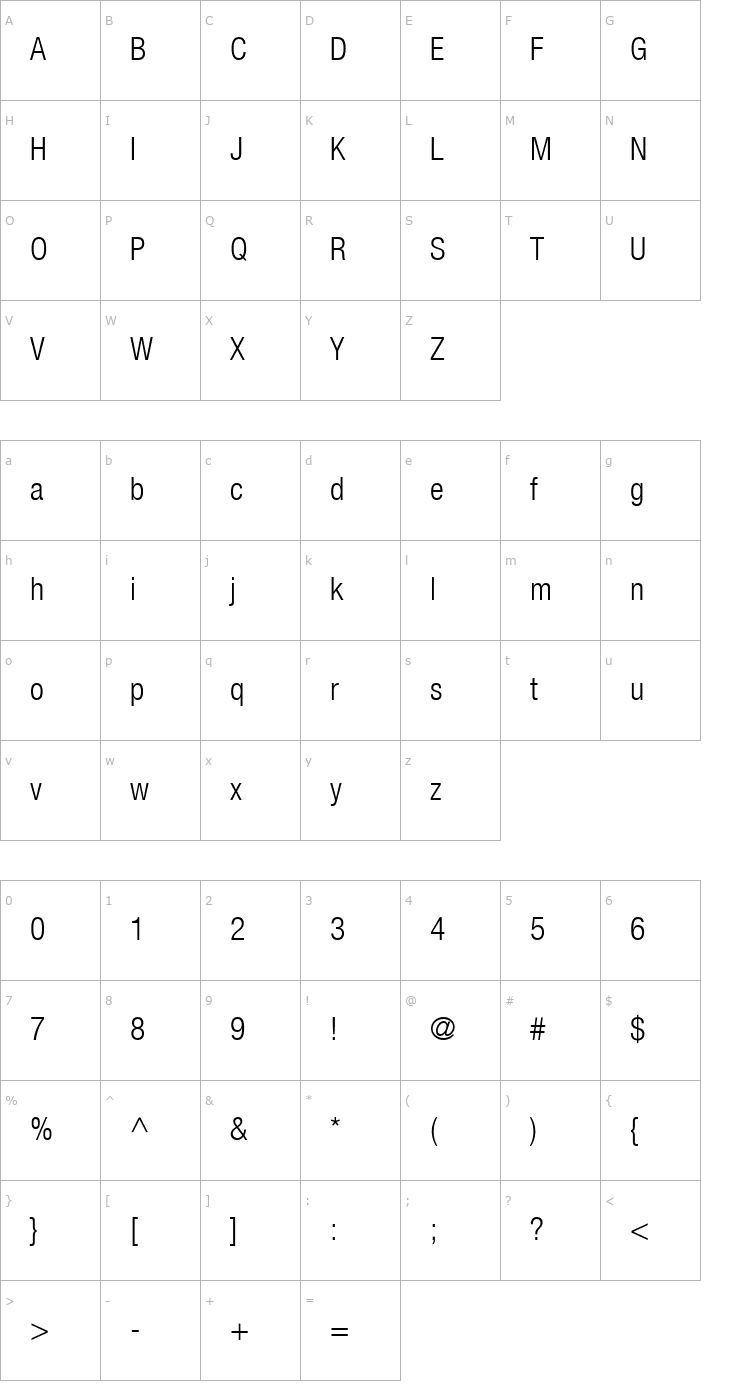 Character Map Context Reprise LightCond SSi Bold Font