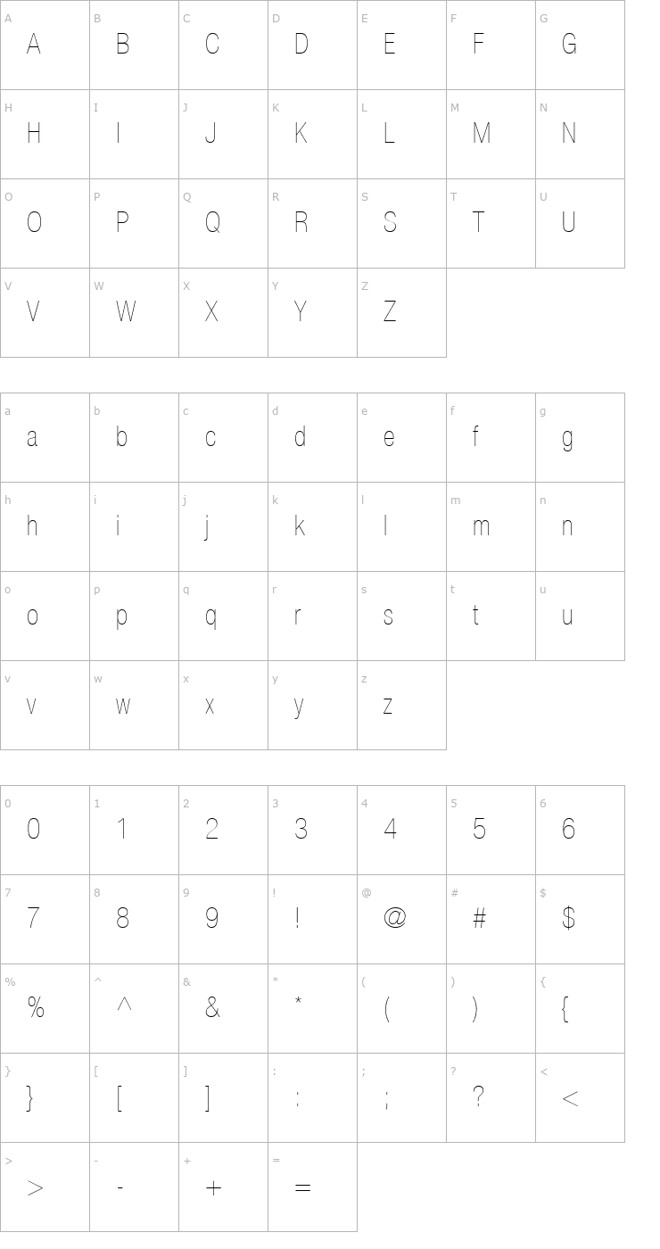 Character Map Context Reprise LightCond SSi Normal Font