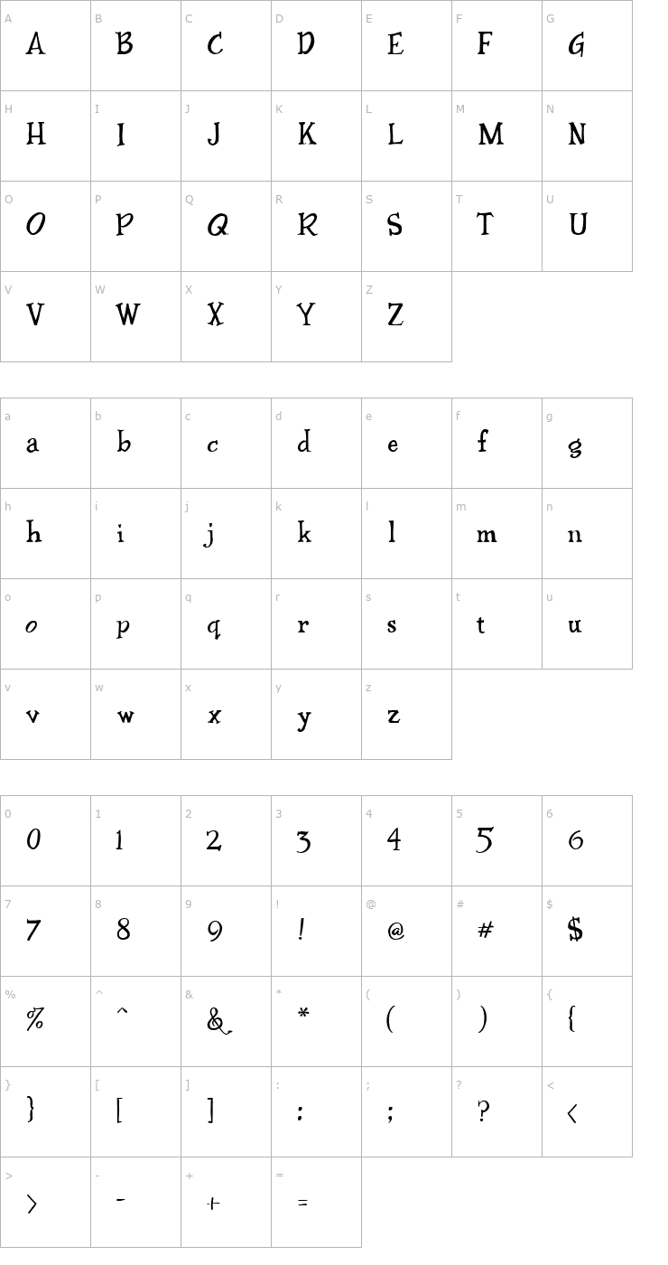 Character Map Conti Street Font