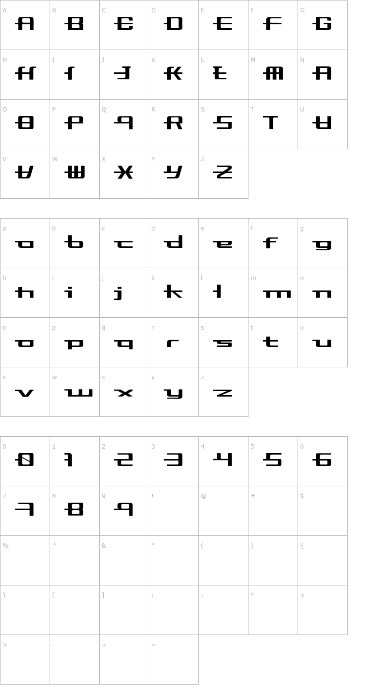 Character Map Continuous Font
