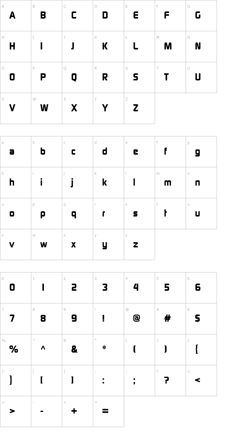 Character Map Continuum Bold Font