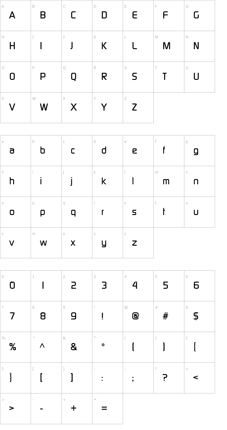 Character Map Continuum Medium Font