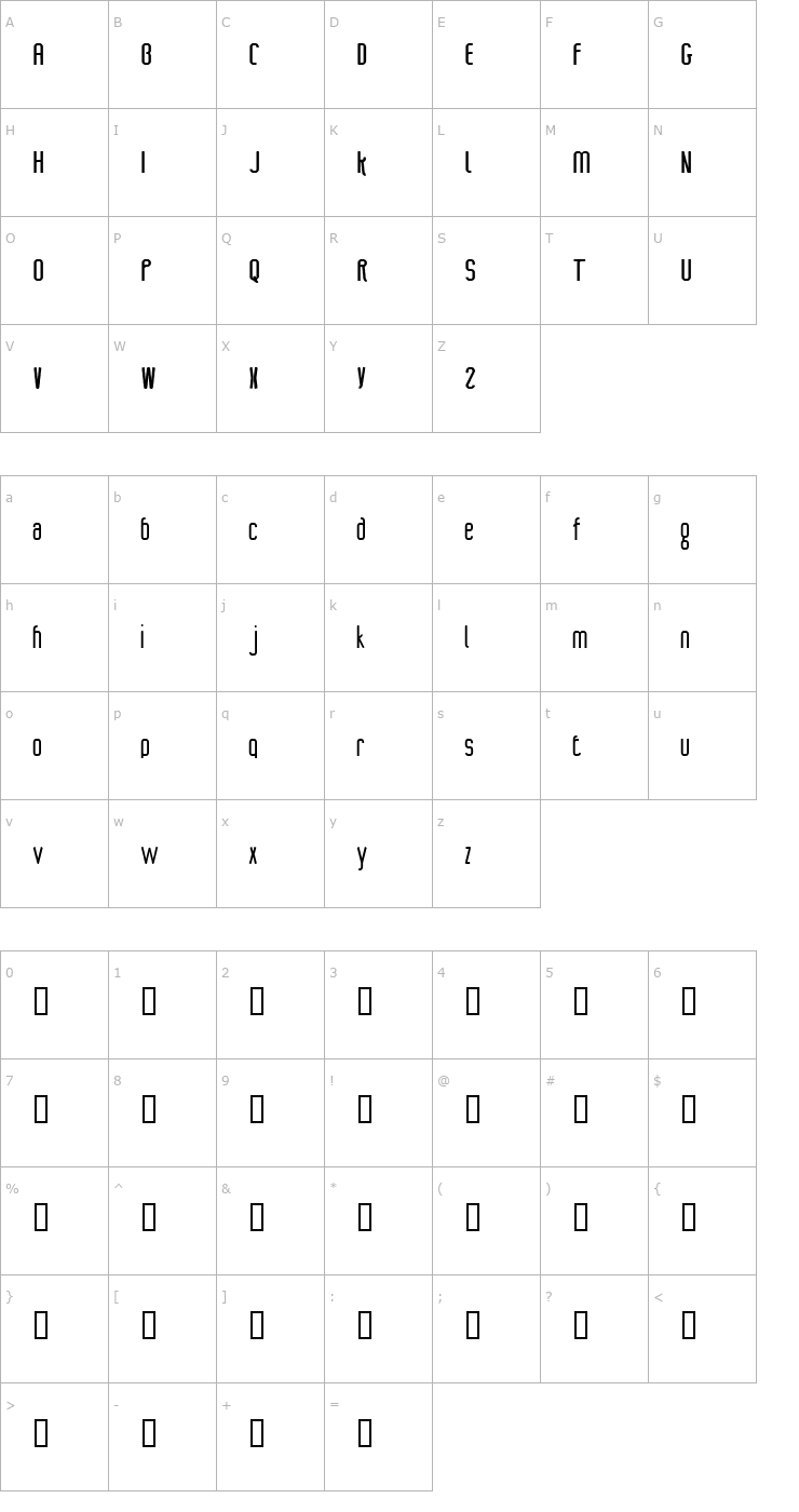 Character Map CONTROL Font
