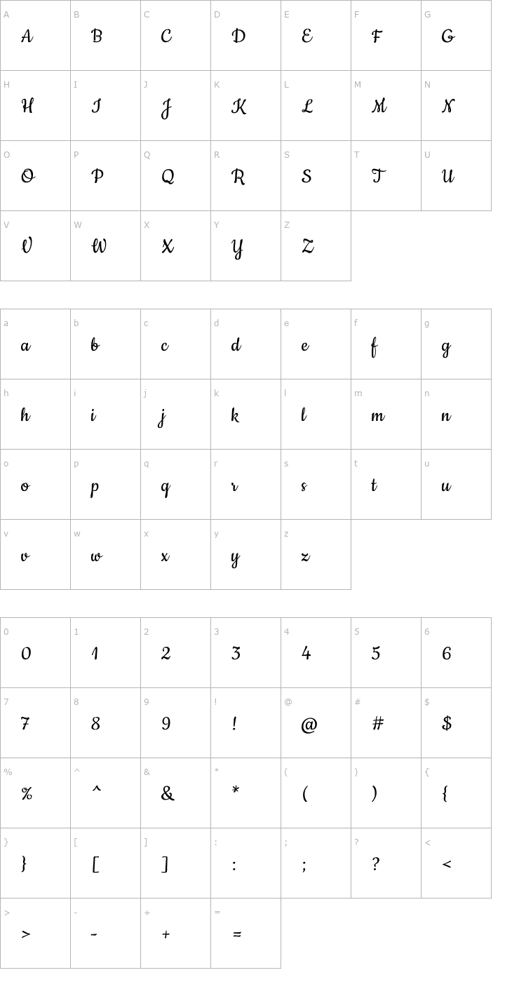 Character Map Cookie Font