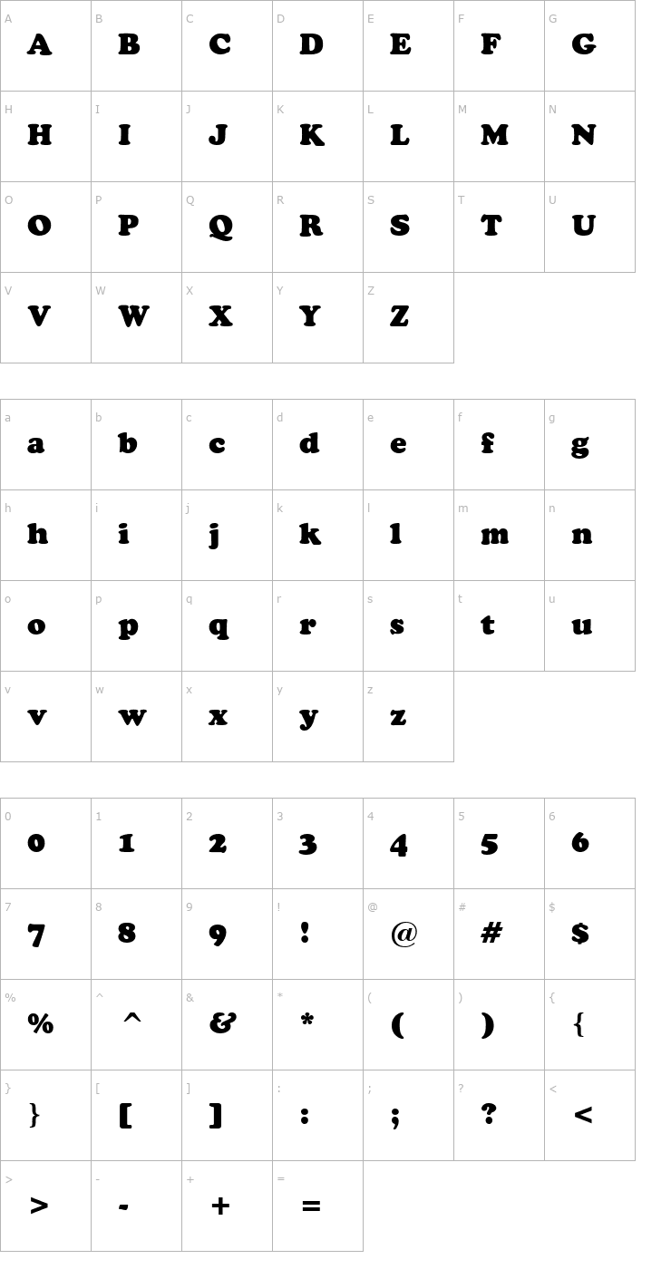 Character Map Copperfield Font