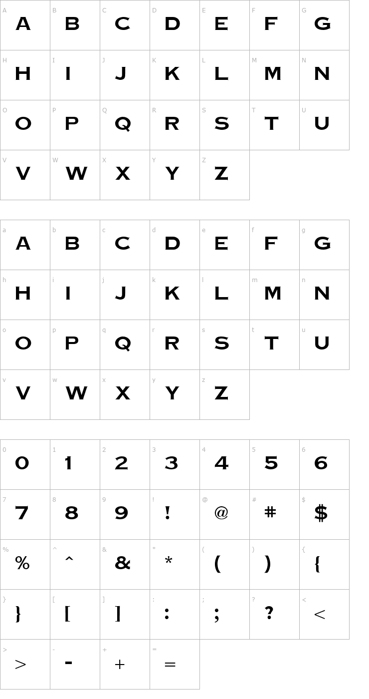 Character Map CopperPot Bold Font