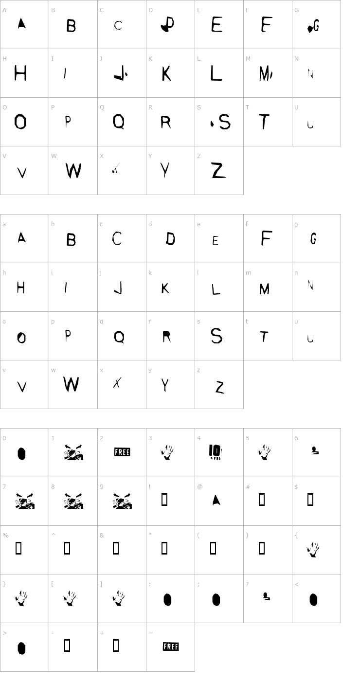 Character Map Copsucker Font
