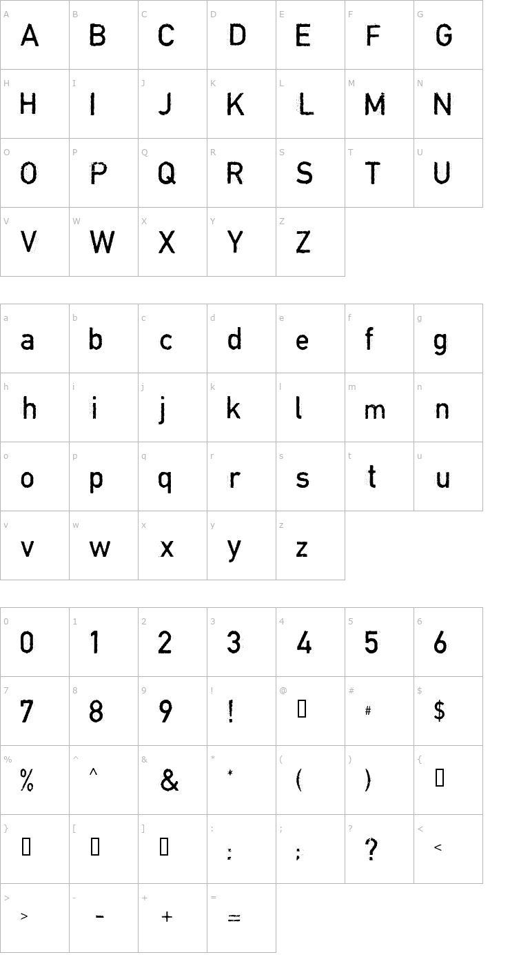 Character Map Copystruct Normal Font